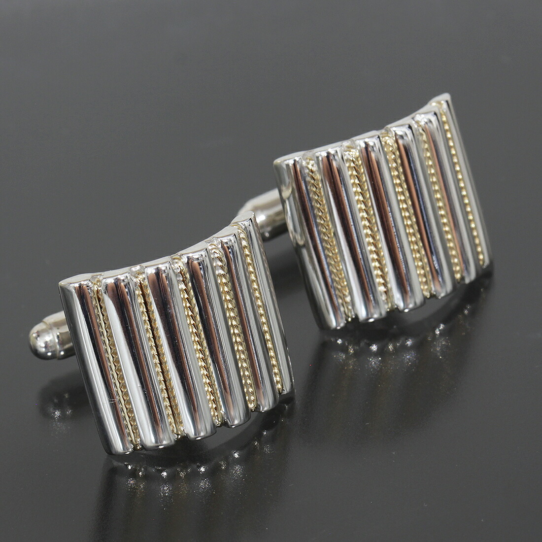 Tiffany Square Cufflinks Silver Yellow Gold